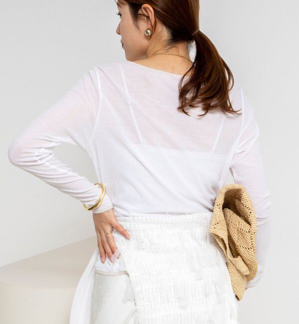 NOLLEY'S「ウォッシャブルシアー配色ロンＴ」|Tシャツ・カットソー|