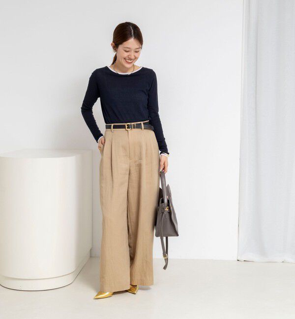 NOLLEY'S「ウォッシャブルシアー配色ロンＴ」|Tシャツ・カットソー|