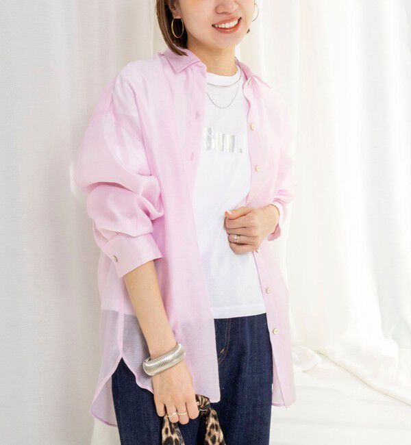 NOLLEY'S「ウォッシャブルセルロースシルクシアーシャツ」|シャツ・ブラウス|ベビーピンク