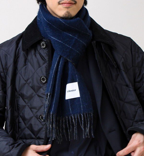 GLOSTER「【カシミヤブレンド】ウールリバーシブルチェックマフラー」|マフラー|