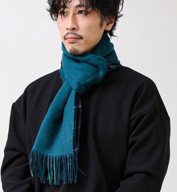 GLOSTER「【カシミヤブレンド】ウールリバーシブルチェックマフラー」|マフラー|