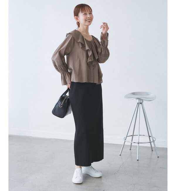 Rope&rsquo;Picnic「【接触冷感・通気性】Comfy Shirt コンフィーシャツ/綿ボイルフリルブラウス」|シャツ・ブラウス|