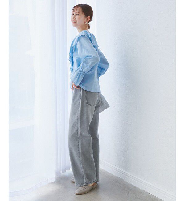 Rope&rsquo;Picnic「【接触冷感・通気性】Comfy Shirt コンフィーシャツ/綿ボイルフリルブラウス」|シャツ・ブラウス|