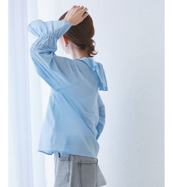 Rope&rsquo;Picnic「【接触冷感・通気性】Comfy Shirt コンフィーシャツ/綿ボイルフリルブラウス」|シャツ・ブラウス|