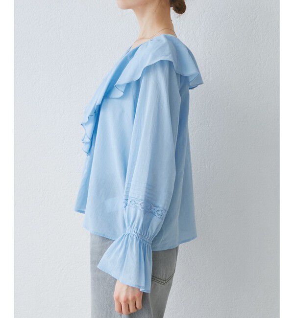 Rope&rsquo;Picnic「【接触冷感・通気性】Comfy Shirt コンフィーシャツ/綿ボイルフリルブラウス」|シャツ・ブラウス|