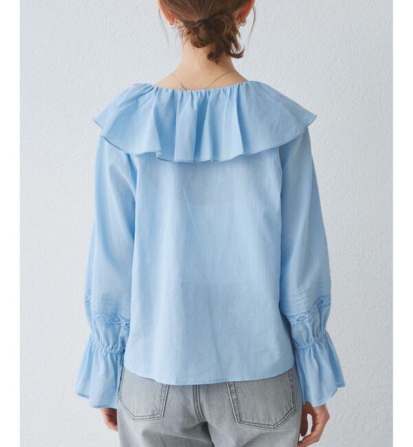 Rope&rsquo;Picnic「【接触冷感・通気性】Comfy Shirt コンフィーシャツ/綿ボイルフリルブラウス」|シャツ・ブラウス|