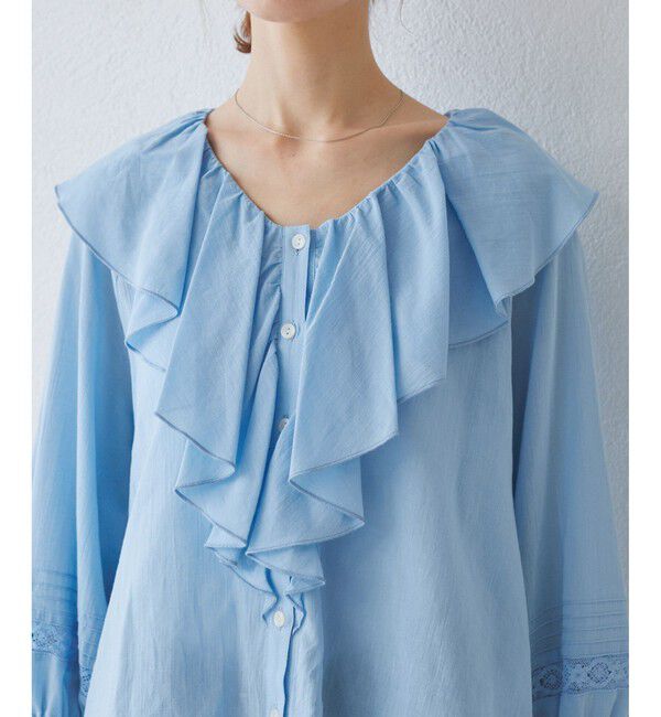 Rope&rsquo;Picnic「【接触冷感・通気性】Comfy Shirt コンフィーシャツ/綿ボイルフリルブラウス」|シャツ・ブラウス|