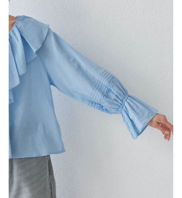 Rope&rsquo;Picnic「【接触冷感・通気性】Comfy Shirt コンフィーシャツ/綿ボイルフリルブラウス」|シャツ・ブラウス|
