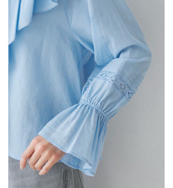 Rope&rsquo;Picnic「【接触冷感・通気性】Comfy Shirt コンフィーシャツ/綿ボイルフリルブラウス」|シャツ・ブラウス|