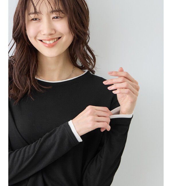 Rope&rsquo;Picnic「レイヤード風シアーロングスリーブTシャツ」|Tシャツ・カットソー|ブラック系(02)