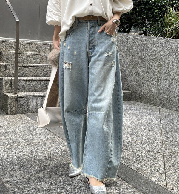  「【ベストセラーアイテム】ダメージカーブデニム」|デニム|