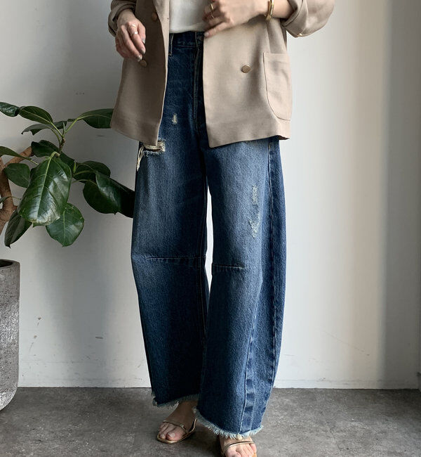  「【ベストセラーアイテム】ダメージカーブデニム」|デニム|