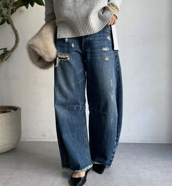  「【ベストセラーアイテム】ダメージカーブデニム」|デニム|