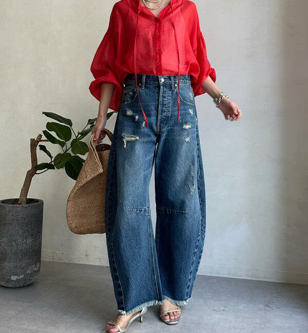  「【ベストセラーアイテム】ダメージカーブデニム」|デニム|