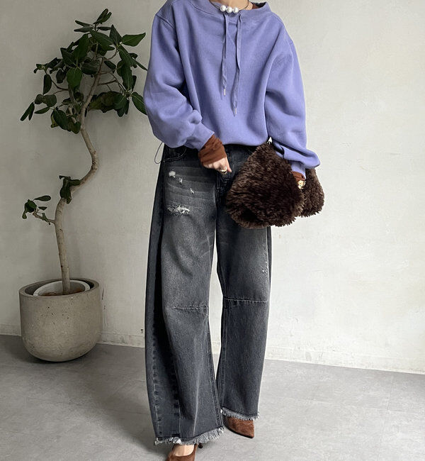  「【ベストセラーアイテム】ダメージカーブデニム」|デニム|