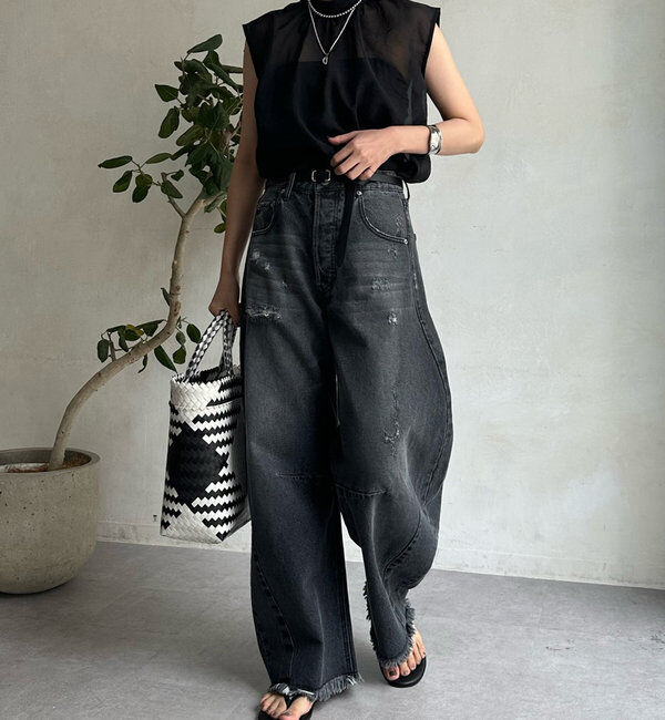  「【ベストセラーアイテム】ダメージカーブデニム」|デニム|