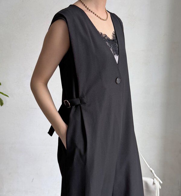  「【WEB限定】Vネックコンビネゾン」|ワンピース|ブラック