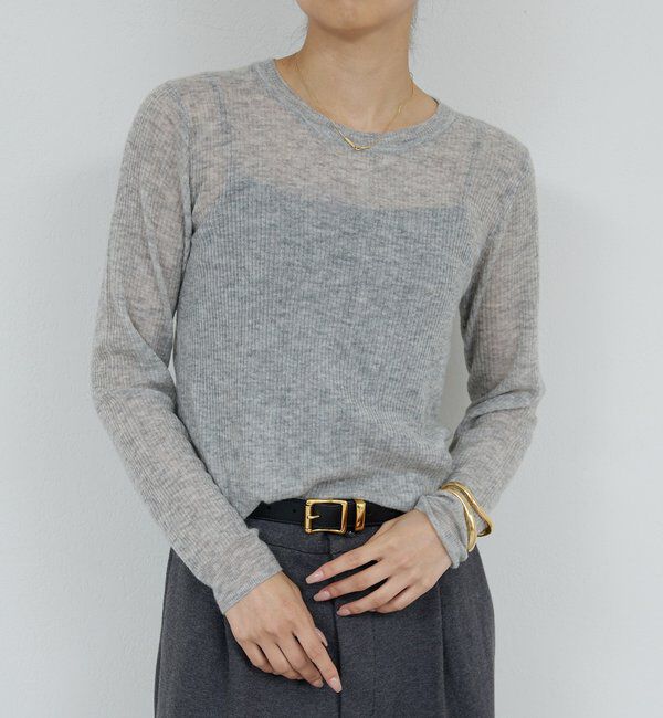  「【HERITANOVUM】 クルーリブニット」|ニット・セーター|ライトグレー