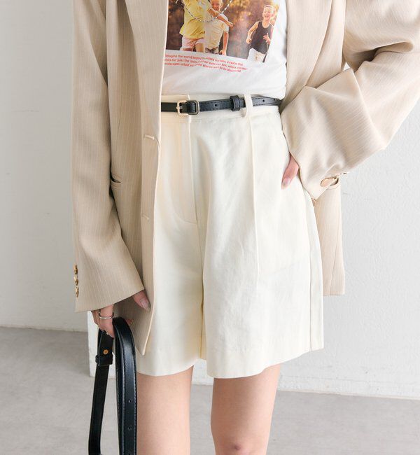  「ベルト付きタックキュロット」|キュロット|