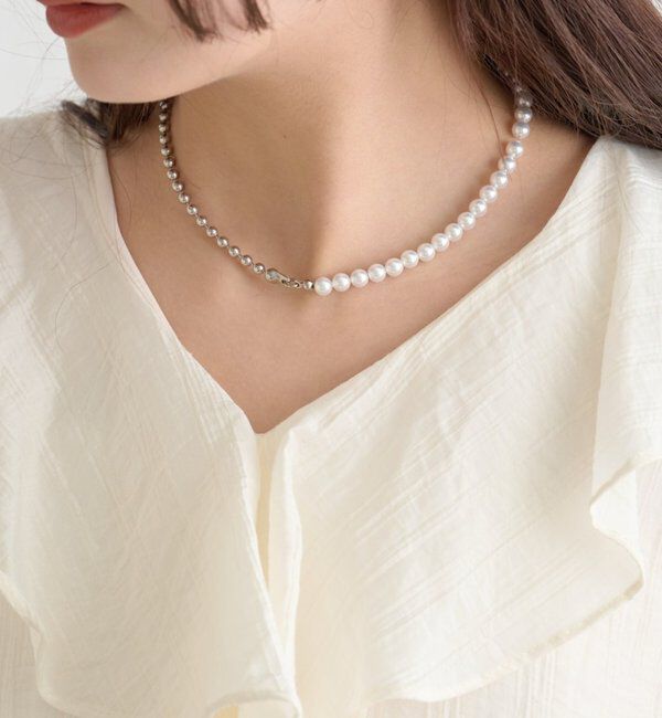  「【Lara】パール&times;ボールネックレス」|リング|