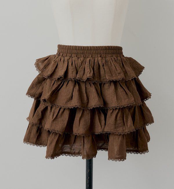  「フリルティアードミニスカート」|スカート|ブラウン