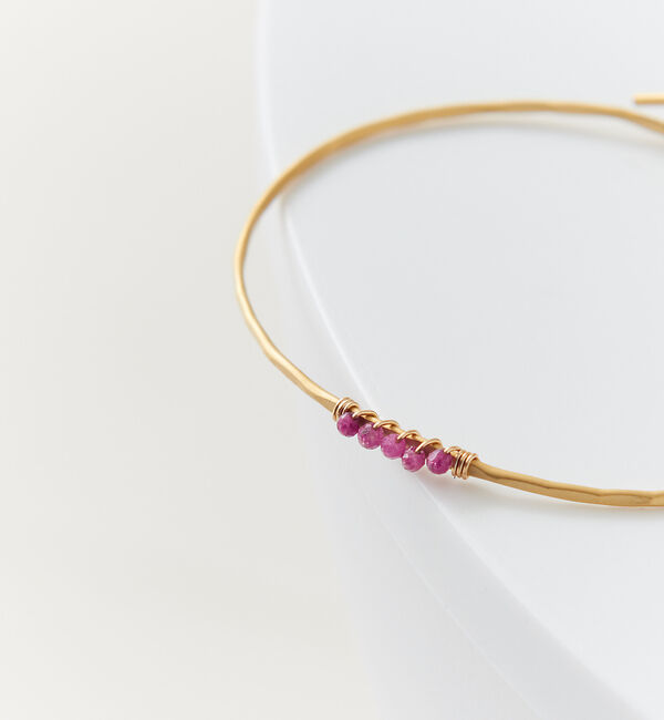 collex「【Ljud/ユード】5grain天然石バングル ゴールド」|ブレスレット・バングル|レッド