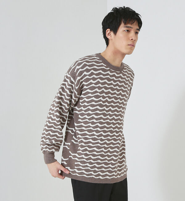 ABAHOUSE「シルクミックス WJQ ホリゾンタル ボーダー ニット」|ニット・セーター|ブラウン