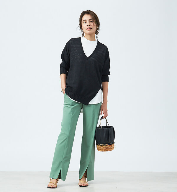 qualite「レイヤードVネックアシメニット」|ニット・セーター|