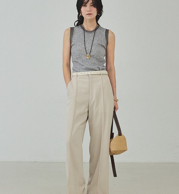 qualite「シアーミックスリブノースリーブ」|キャミソール|