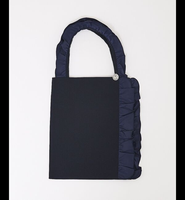 abahouse mavie「【エニデイカセット】フリルトートバック」|エコバッグ|ダークネイビー