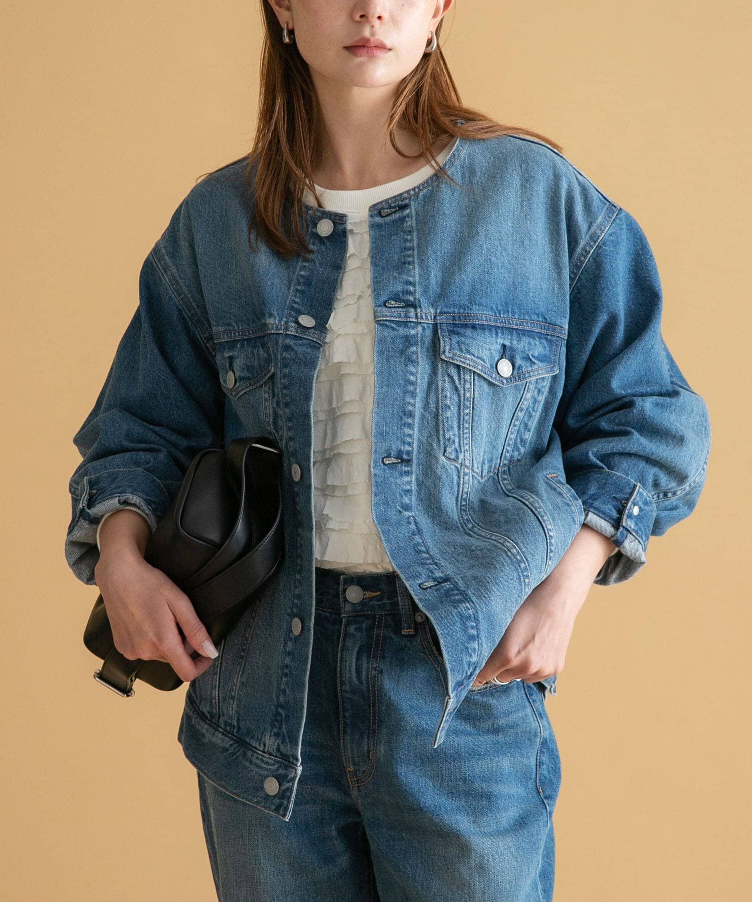 Sonny Label 「ノーカラーオーバーサイズGジャン」|デニムジャケット|