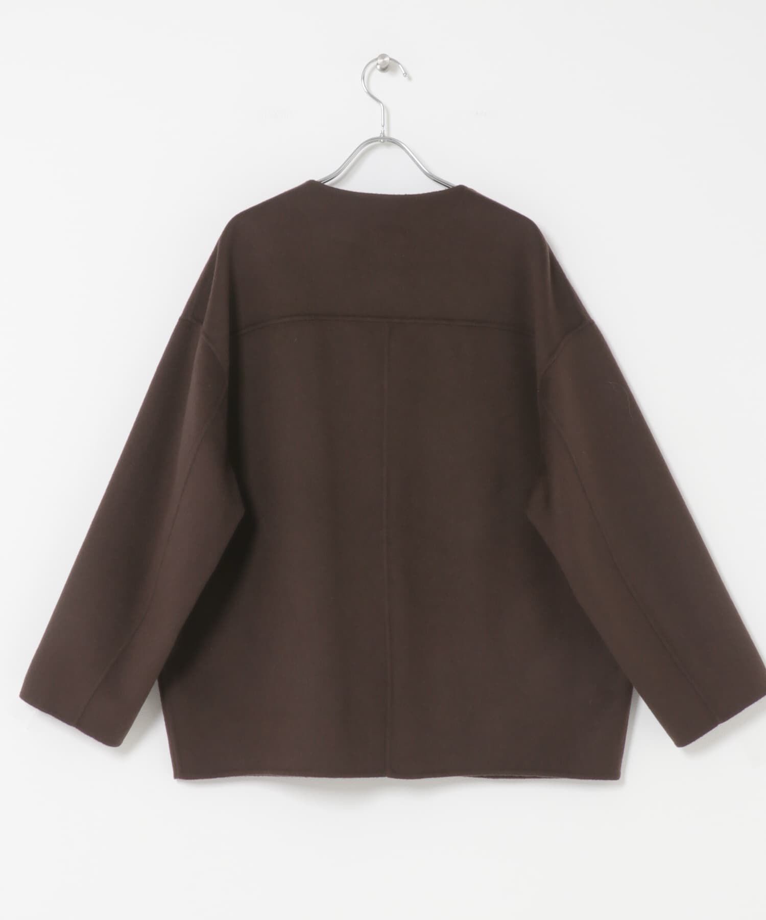 URBAN RESEARCH DOORS「ウールリバーノーカーラミドルコート」|ノーカラーコート|