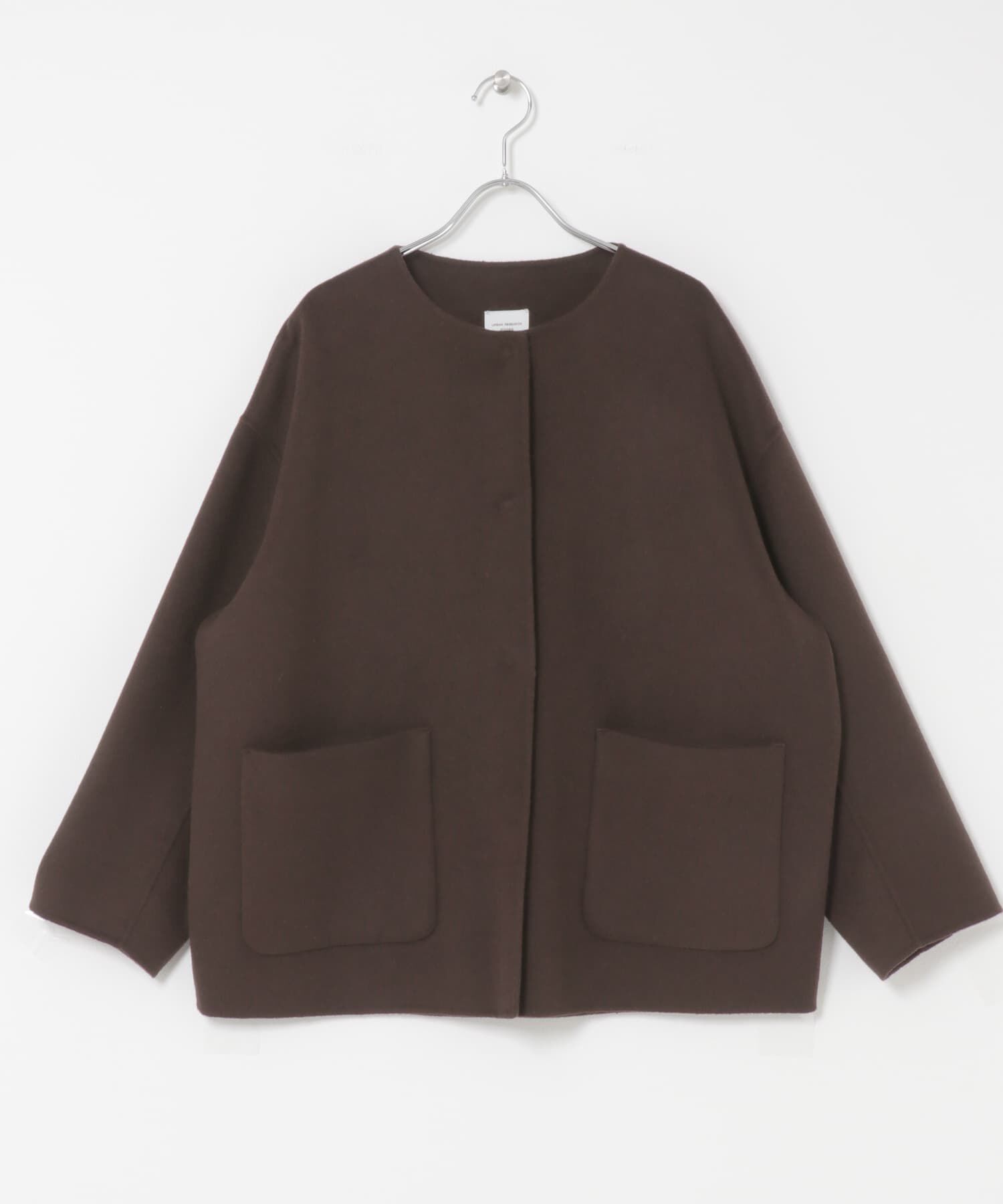 URBAN RESEARCH DOORS「ウールリバーノーカーラミドルコート」|ノーカラーコート|