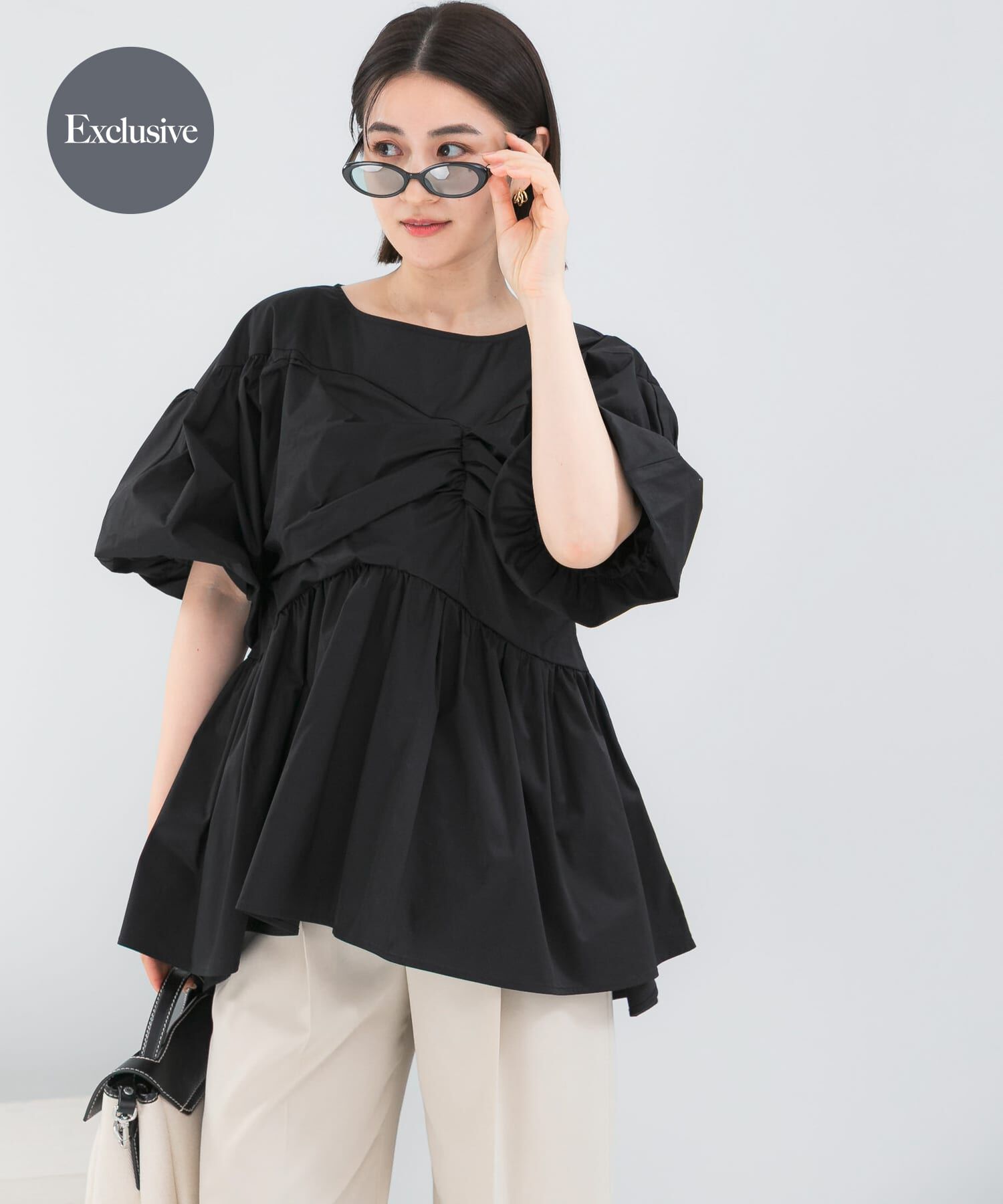 URBAN RESEARCH ROSSO「『別注』ELENDEEK&times;ROSSO　GATHER BLOUSE」|シャツ・ブラウス|ブラック