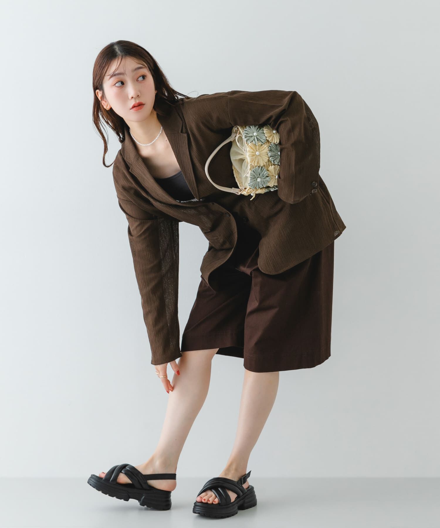 RODE SKO「フラワーモチーフ雑材バケツバッグ」|ショルダー・メッセンジャー|