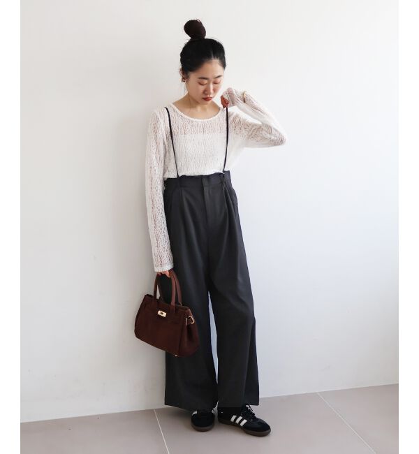  「《手洗い可能》ドビークロスサス付きタックワイドパンツ」|その他|