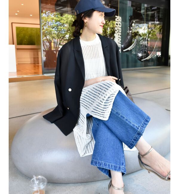  「ハシゴ調透かし柄ホールガーメントワンピース」|ワンピース|