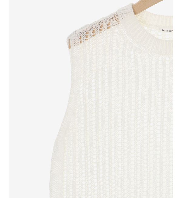  「ハシゴ調透かし柄ホールガーメントワンピース」|ワンピース|