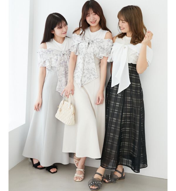  「ウエストきゅっとリボンワンピース」|ワンピース|