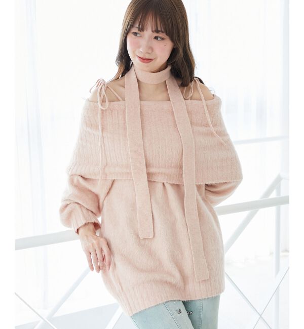  「チョーカー付きオフショルミニワンピ」|ワンピース|