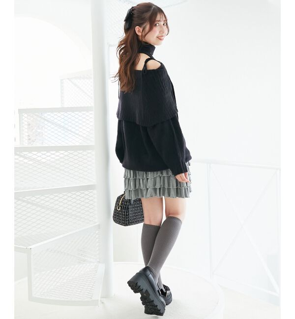  「チョーカー付きオフショルミニワンピ」|ワンピース|