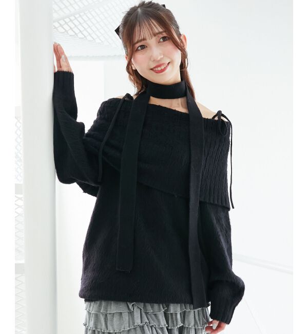  「チョーカー付きオフショルミニワンピ」|ワンピース|