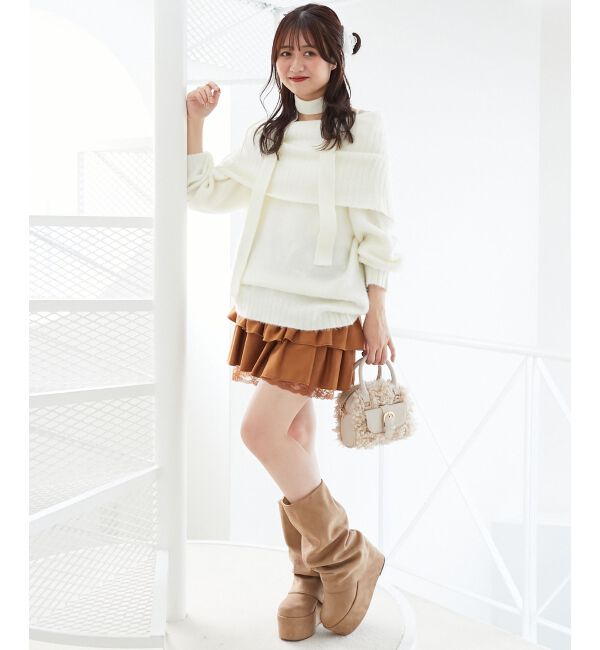  「チョーカー付きオフショルミニワンピ」|ワンピース|