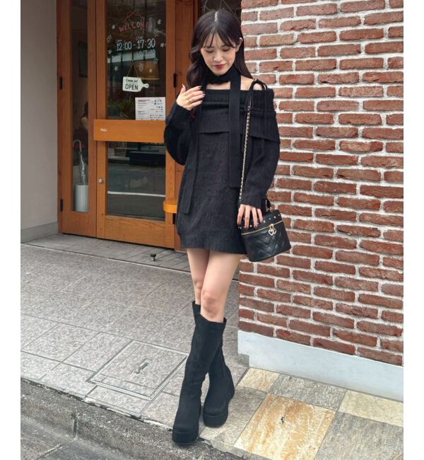  「チョーカー付きオフショルミニワンピ」|ワンピース|