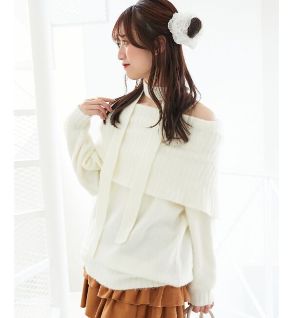  「チョーカー付きオフショルミニワンピ」|ワンピース|