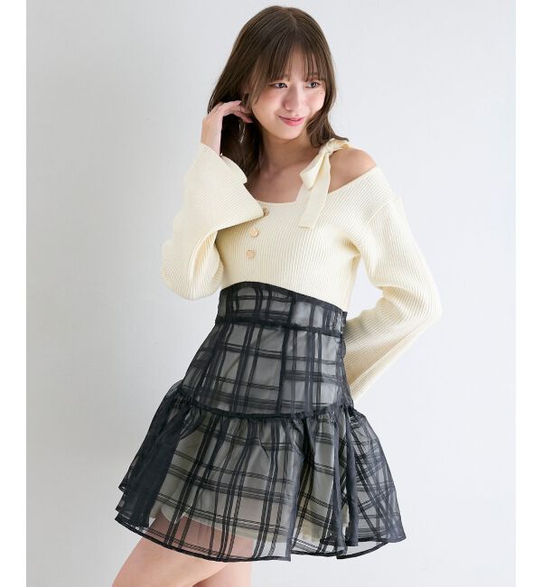  「ショルダーリボンコルセットミニワンピ」|ワンピース|