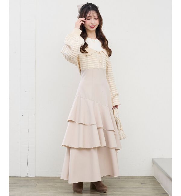  「ツイードニットドッキングワンピース」|ワンピース|