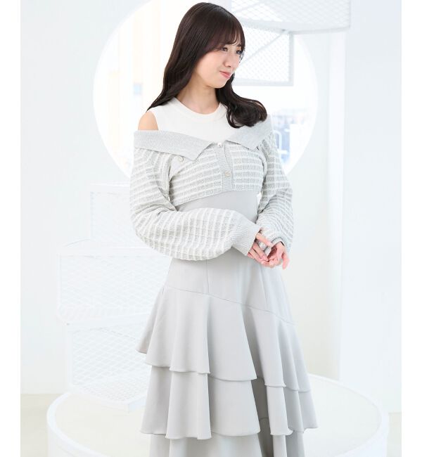  「ツイードニットドッキングワンピース」|ワンピース|