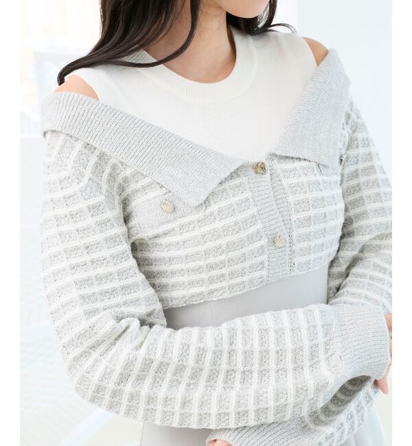  「ツイードニットドッキングワンピース」|ワンピース|