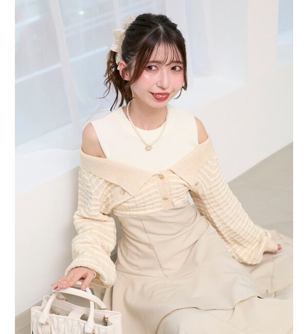  「ツイードニットドッキングワンピース」|ワンピース|